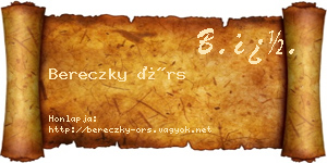 Bereczky Örs névjegykártya