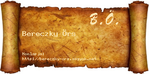 Bereczky Örs névjegykártya